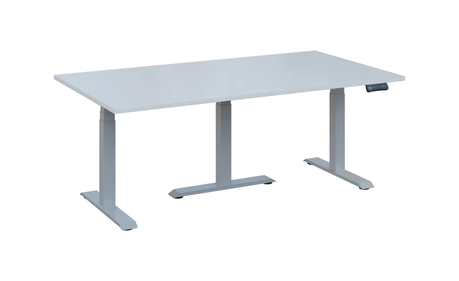 FLEXIMEET 180-100 výškově nastavitelný stůl, kovová podnož stříbrná, deska 25 mm, široký 1800 mm, bílá